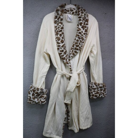 Serra Faux Fur Collar & Trim Robe-Size L/XL-Soft-Belted-Pockets - Picture 1 of 10